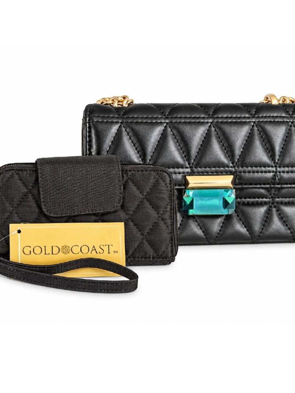 BUNDLE #7  🖤🖤 Black Quilted Handbag & Gold Coast Wristlet 🖤🖤